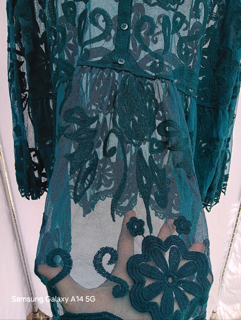 Lane Bryant Mesh Embroidered Babydoll Top Size 18/20 - Picture 8 of 11